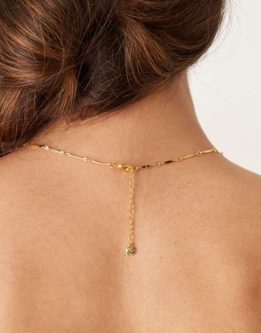 Orelia - Collana con perle alternate e barretta placcata oro 18k, 3 di 3