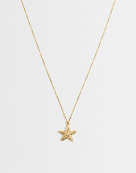 Orelia - Collana con stella marina zigrinata placcata oro 18 carati - view 1