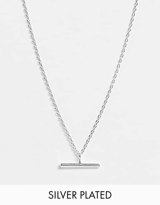 Orelia - Collana placcata argento con ciondolo a T