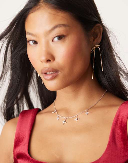 Orelia - Collana placcata argento sterling con charm a forma di stelle