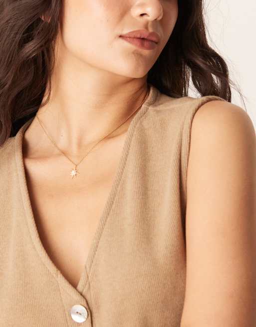 Orelia - Collana placcata in oro 18 k con ciondolo a forma di stellina con opale