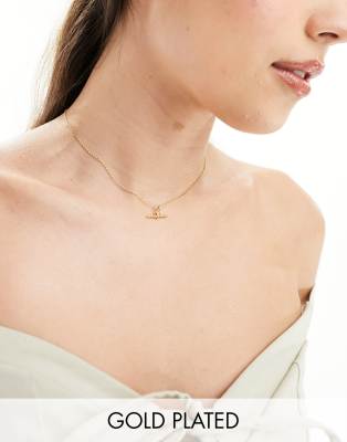 Orelia - Collana placcata in oro 18k con ciondolo a T