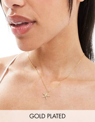Orelia - Collana placcata in oro con ciondolo a forma di stella marina color oro pallido