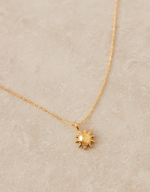 Orelia - Collana placcata oro 18 k con ciondolo a sole piccolo effetto colato, 3 di 3