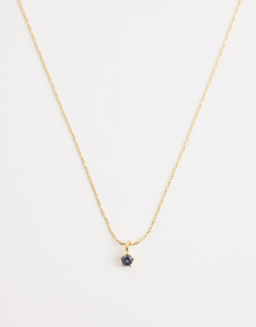 Orelia - Collana sottile con dettaglio blu placcata oro 18K