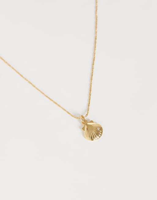 Orelia - Collana sottile placcata oro 18 carati con conchiglia con cristallo, 3 di 4