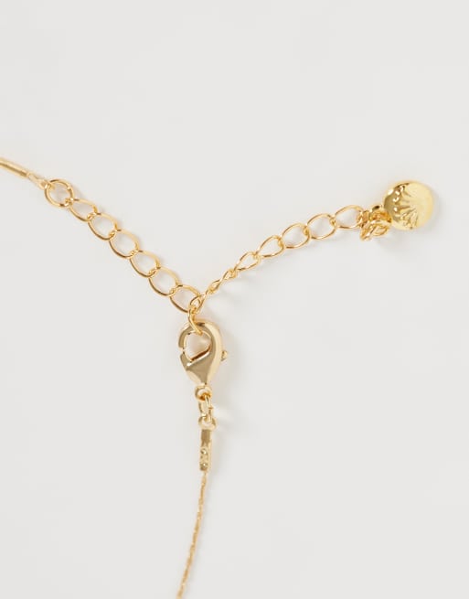 Orelia - Collana sottile placcata oro 18 carati con conchiglia con cristallo, 4 di 4