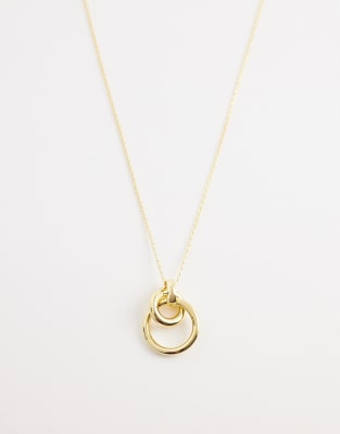 Collier à anneaux entrelacés en plaqué or 18 carats-Doré