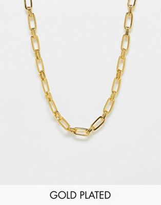 Orelia 18K gold plated 16 inch oval link chain necklace - ASOS Price Checker