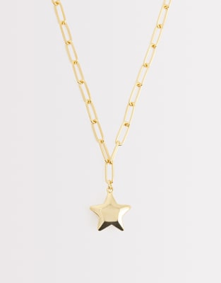 Collier à pendentif étoile en plaqué or 18 carats-Doré