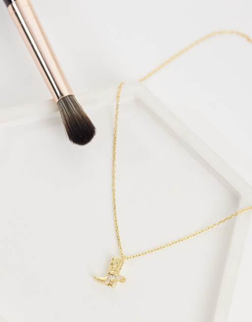 Orelia - Collier avec breloque santiag en plaqué or 18 carats, 3 de 4