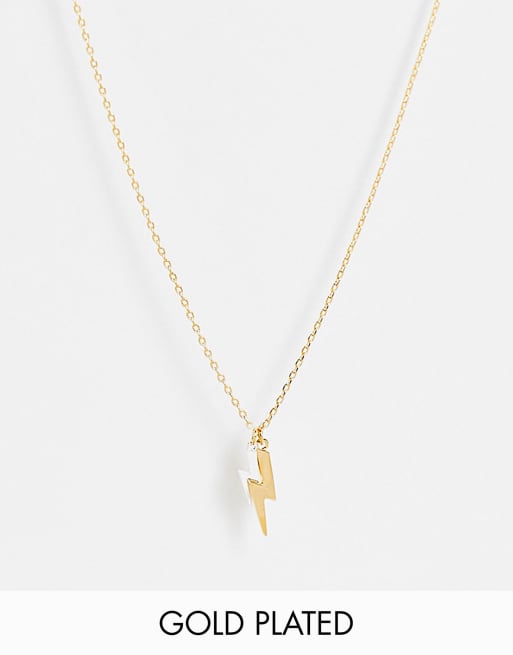 Orelia - Collier avec deux pendentifs éclairs fins - Plaqué argent et plaqué or