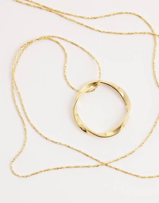 Orelia - Collier chaîne avec pendentif cercle ajouré en plaqué or 18 carats, 3 de 4