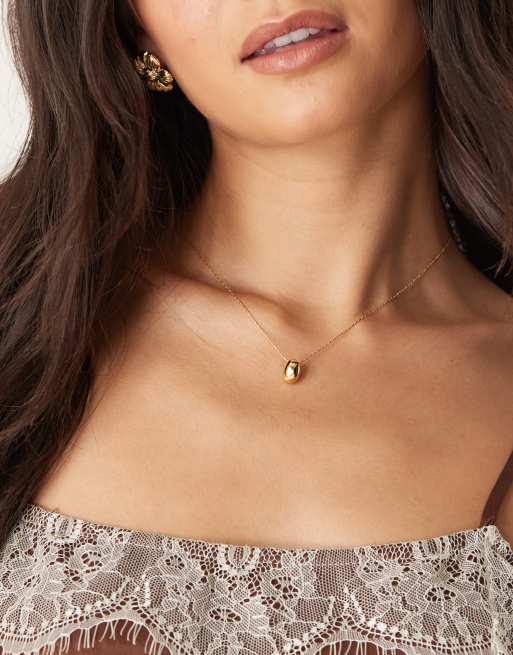 Orelia - Collier chaîne en plaqué or 18 carats avec pendentif poli