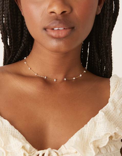 Orelia - Collier chaîne en plaqué or 18 carats orné de perles - view 1