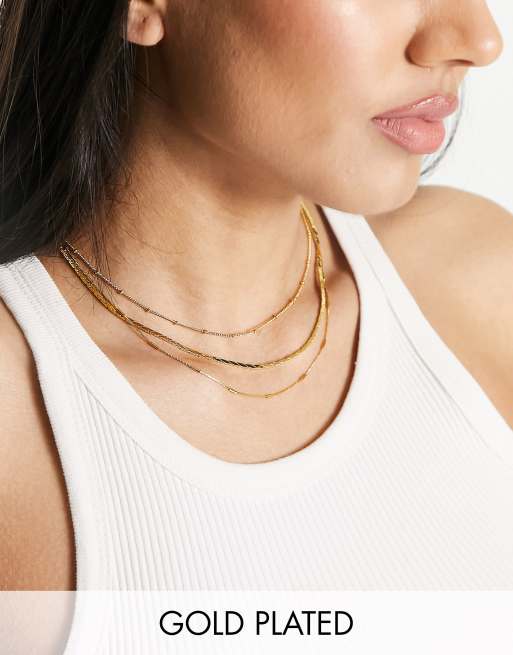 Orelia - Collier chaîne multi-rangs en plaqué or