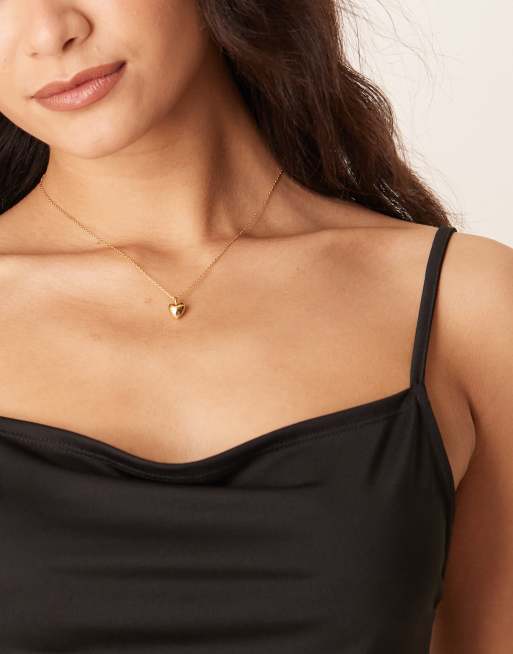 Orelia - Collier court à charm cœur en plaqué or 18 carats