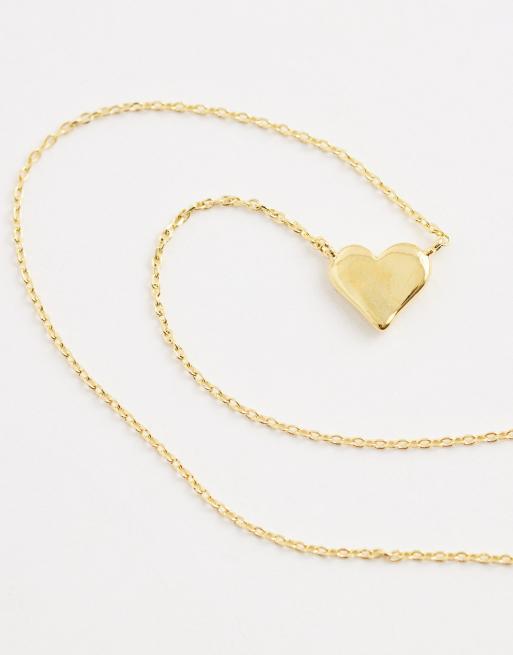 Orelia - Collier en plaqué or 18 carats à pendentif cœur effet fondu, 3 de 4