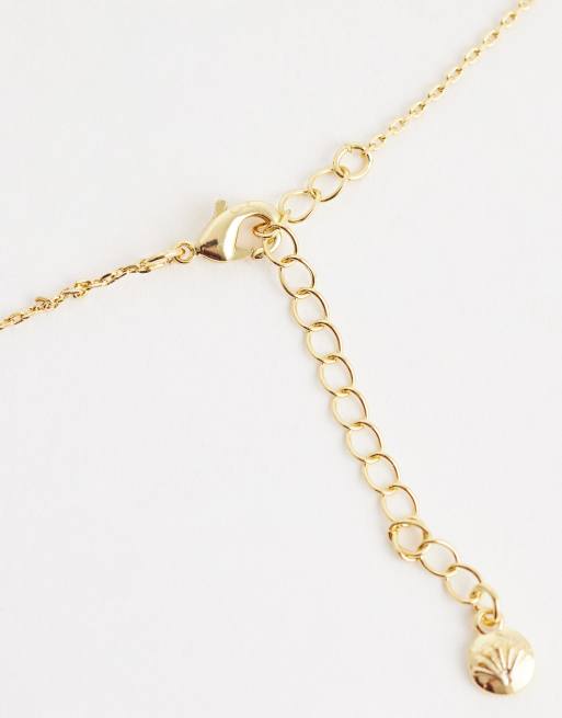 Orelia - Collier en plaqué or 18 carats à pendentifs en forme de fleur à cristaux, 4 de 4