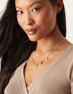 Orelia - Collier en plaqué or 18 carats avec charm soleils variés-Doré