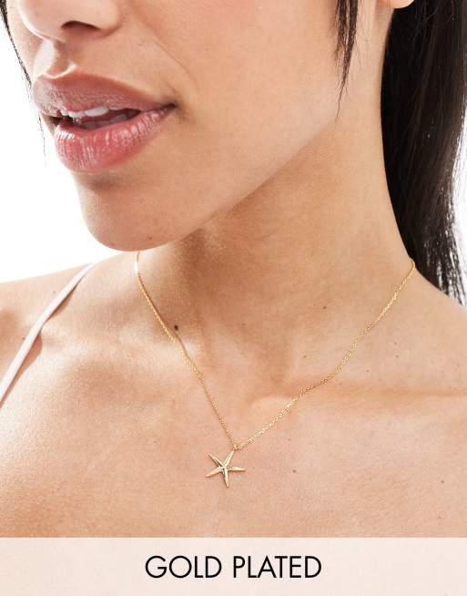Orelia - Collier en plaqué or avec pendentif étoile de mer - Doré pâle