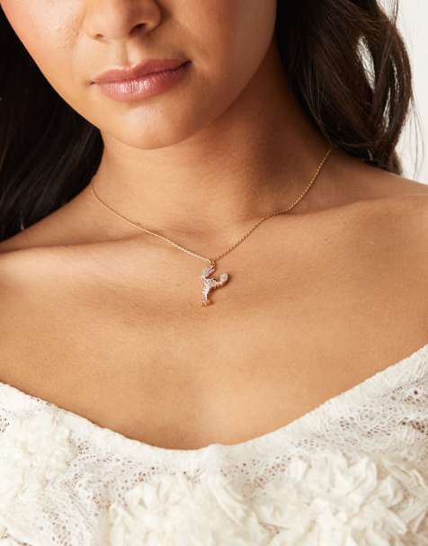Orelia - Collier en plaqué or avec pendentif homard orné de strass - Or pâle - view 1
