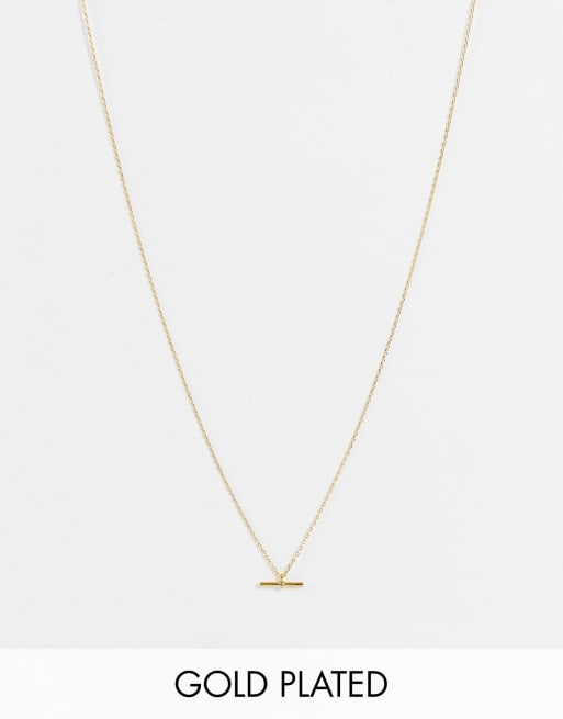 Orelia - Collier en plaqué or avec pendentif petite barre en T