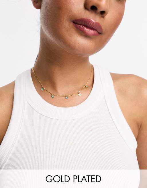 Orelia - Collier en plaqué or avec pendentifs étoile en turquoise 