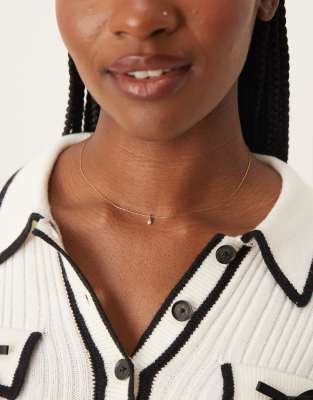Orelia - Collier fin en plaqué or 18 carats avec mini perle nacrée-Doré
