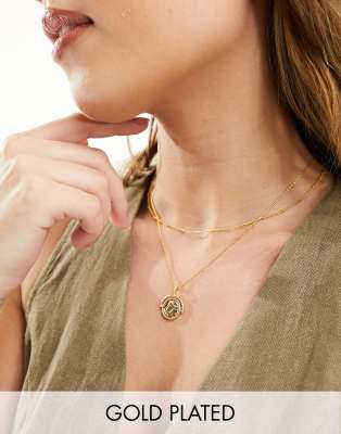 Orelia - Collier multi-rangs à pendentif pièce déesse plaqué or 19 carats