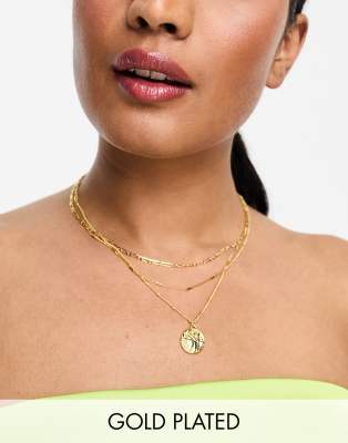Collier Tendance Multi-rangs Plaqué Or Avec Pendentif Papillon Bleu Et Doré - Neuf Avec étiquettes