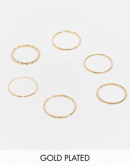 Orelia - Confezione multipack da 6 anelli misti placcati oro