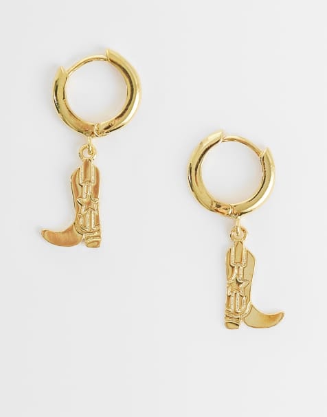 Orelia cowboy boot charm earrings in 18ct gold plated - view 1