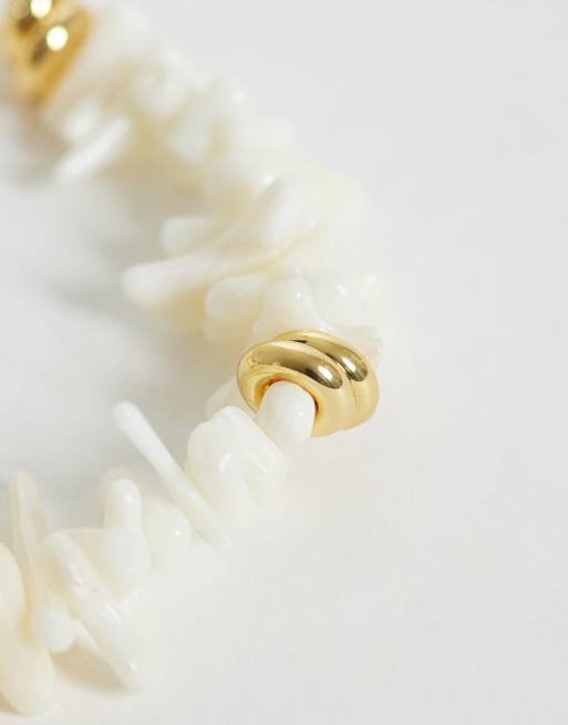 Orelia cream chip & shell bracelet in 18k gold plated, 3 of 3