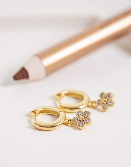 Orelia – Creolen mit 18-Karat-Vergoldung und Kristallblumen, 2 von 4