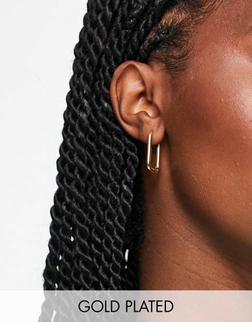 Boucles D'oreilles Créoles Carrées Plaqué Or 18K - Neuves Avec étiquettes - Marque Qijiayi