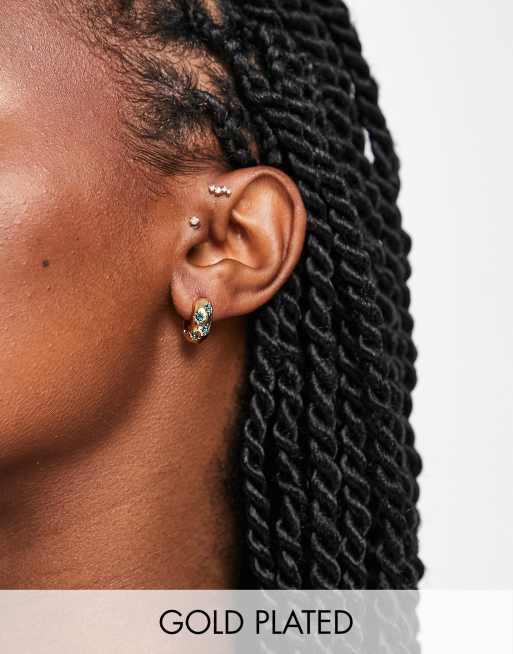 Boucles D'oreilles Créoles En Plaqué Or 18 Carats - Croix Pendante - Marque Tata Gisele - Neuf Avec étiquettes