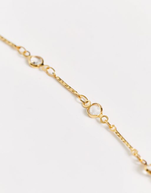 Orelia Crystal & Bar Link Chain Bracelet, Gold/Grey