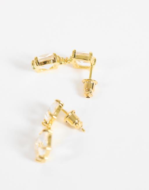 Orelia crystal double drop earrings in 18k gold plated, 4 of 5