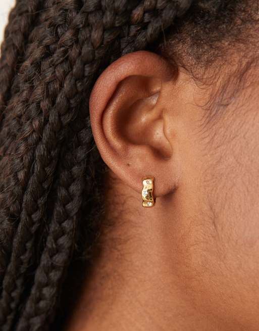 Orelia crystal molten huggie hoop earrings in 18k gold plated