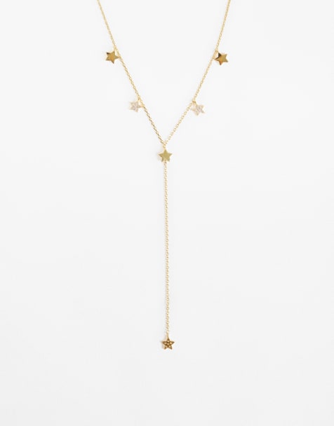 Orelia crystal multi star lariat necklace in 18k gold plated - view 1