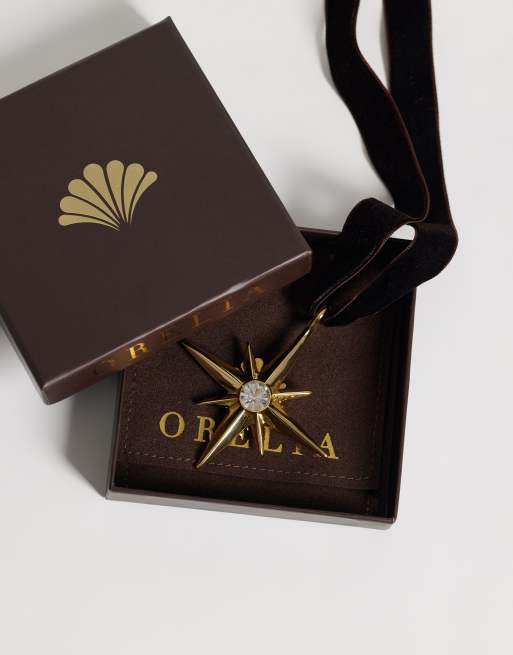Orelia crystal star Chritmas decoration in gold, 2 of 3