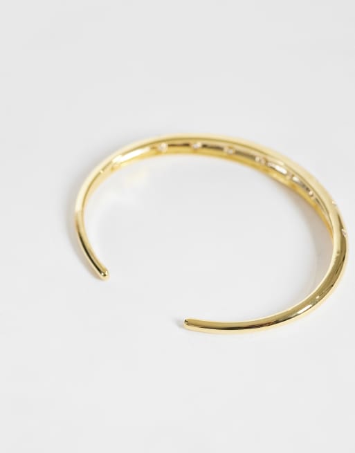 Orelia crystal starburst domed bangle in 18k gold plated, 2 of 3