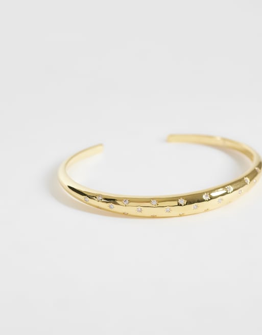 Orelia crystal starburst domed bangle in 18k gold plated, 3 of 3