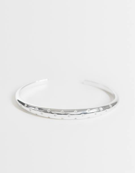 Orelia crystal Starburst Domed Bangle in Silver - view 1