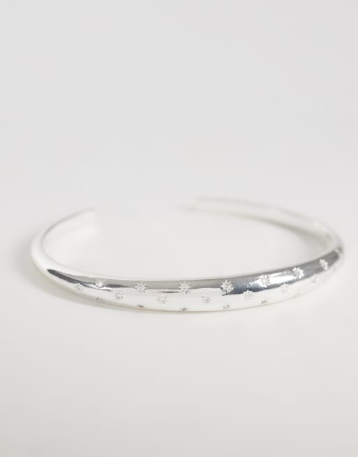 Orelia crystal Starburst Domed Bangle in Silver, 2 of 3