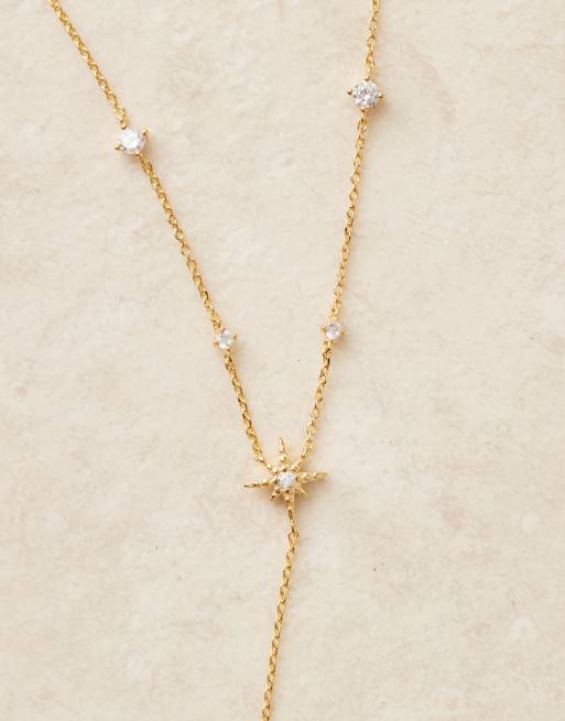 Orelia crystal starburst fine lariat necklace in gold plated, 2 of 3