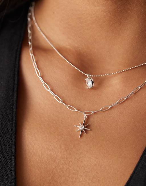 Orelia - Crystal Starburst - Gelaagde ketting verguld met zilver, 2 van 3