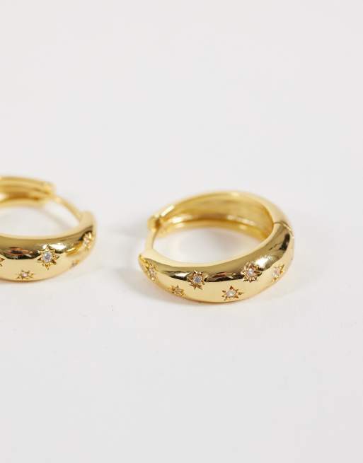 Orelia crystal starburst hoop earrings in 18k gold plated, 3 of 5