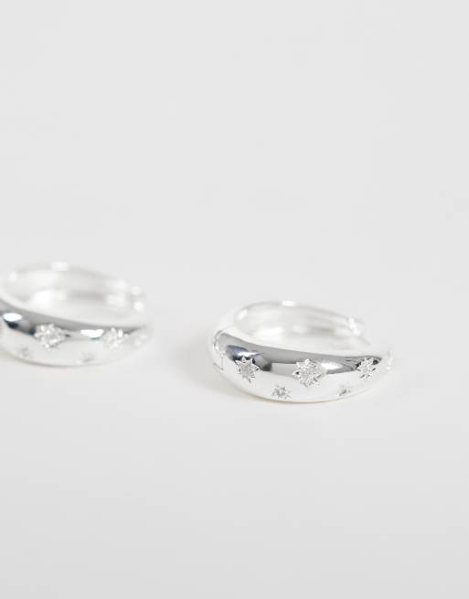 Orelia crystal starburst hoop earrings in silver, 3 of 5